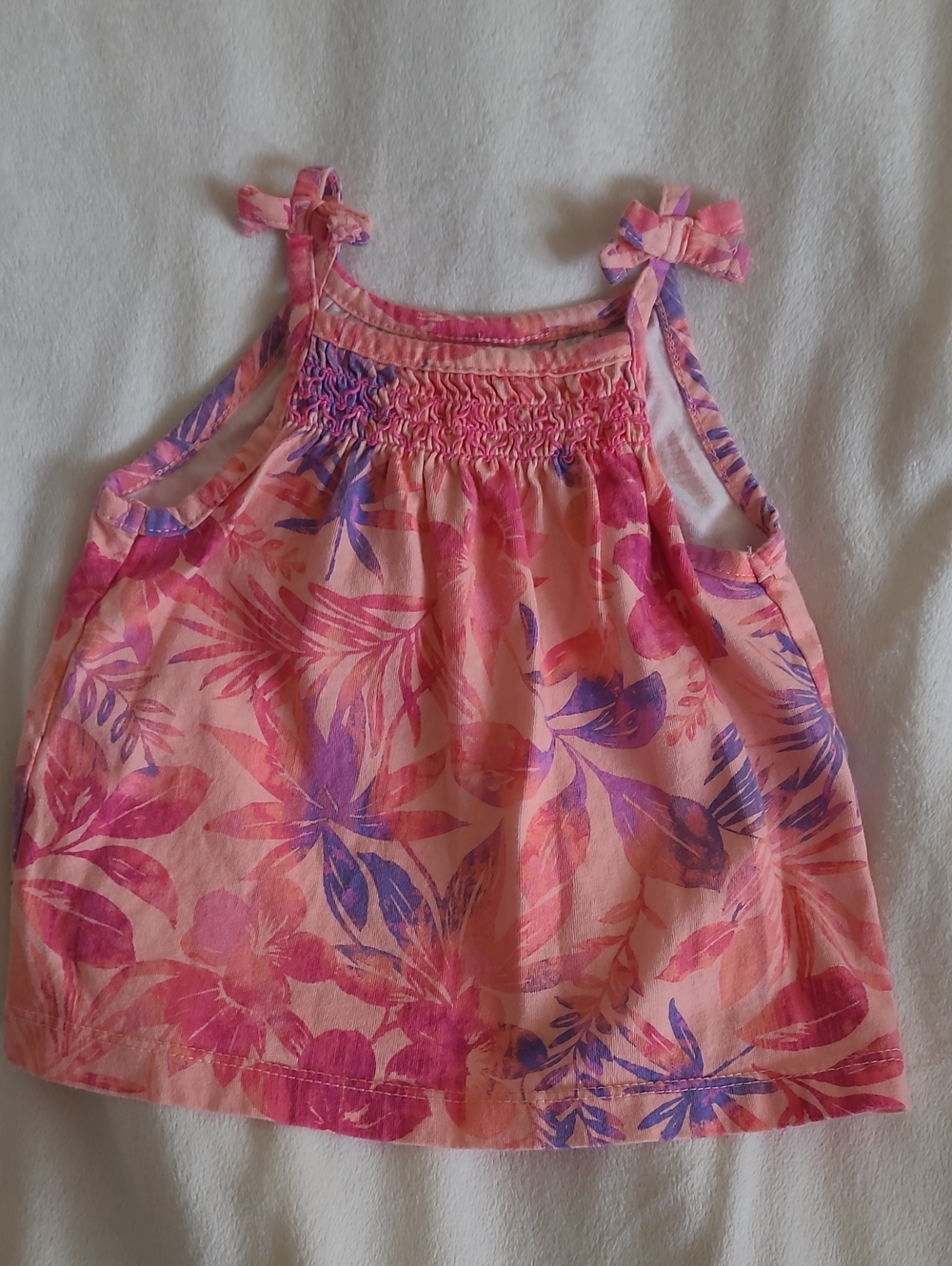 OshKosh B'gosh Pink and Purple Floral Tie-Shoulder Tank